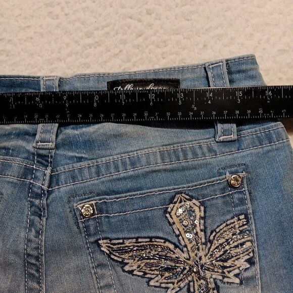 Stella In Dreams Mid-Rise Jeans Juniors 13x30 Bootcut Sequin Embroidered Cross - Picture 4 of 9